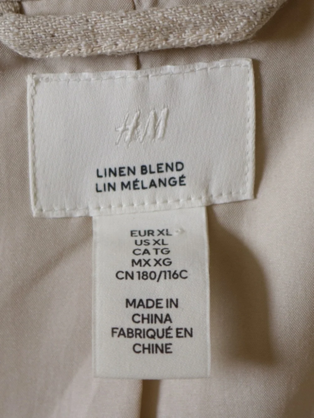 H&M Linen Blend Double Breasted Blazer Men's XL Beige Oversized Boxy Jacket